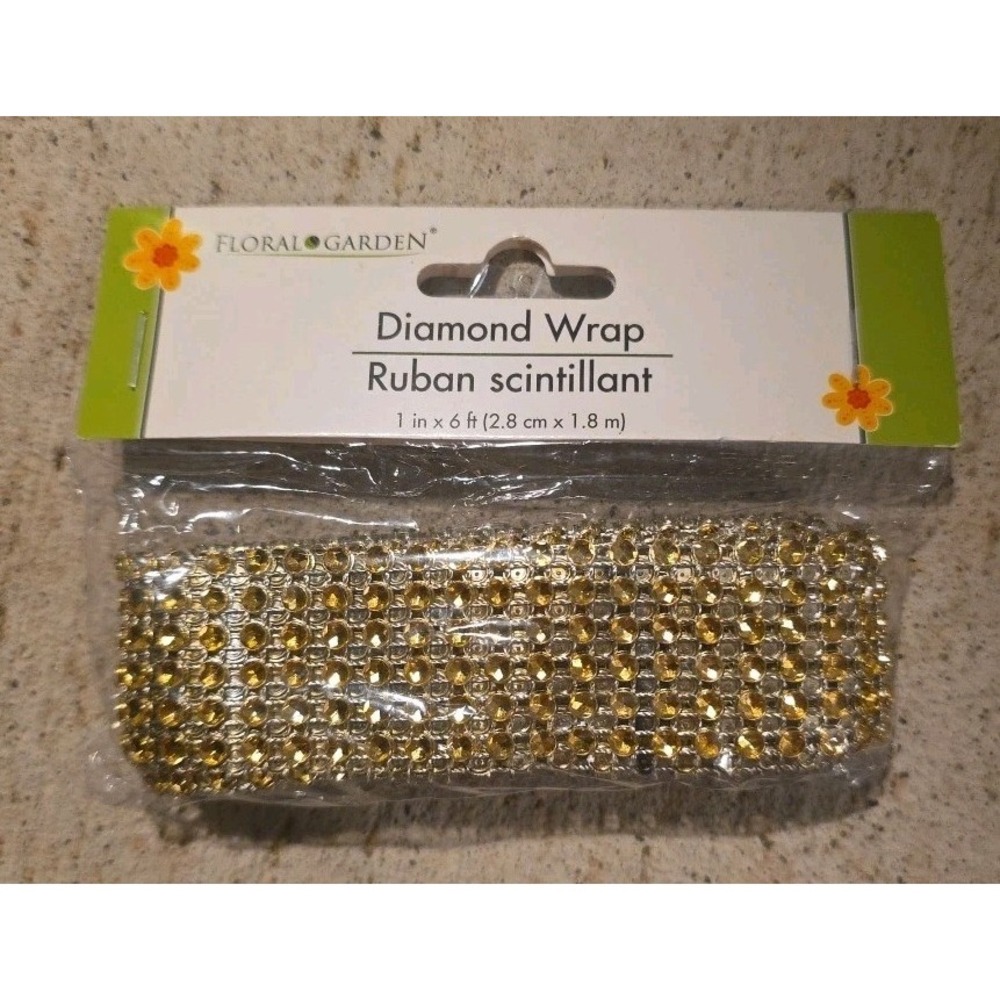 NEW 4 lot Gold Floral Garden Diamond Wrap Ruban Scintillant  1 IN X‎ 6 FT